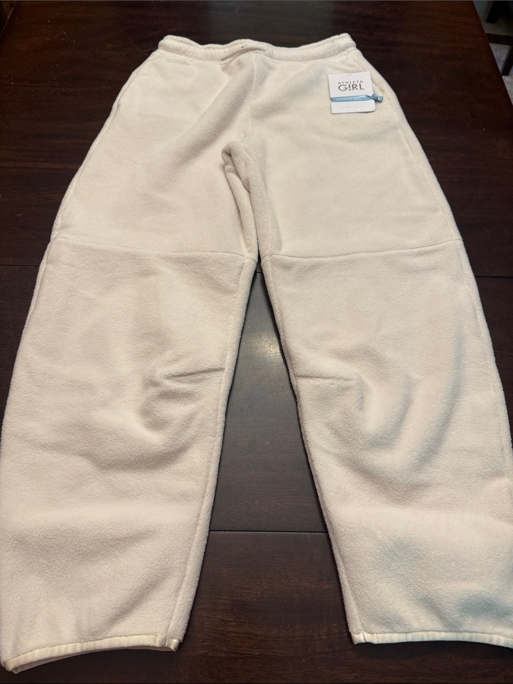Athleta Girl's Cream Fleece barrel Bottoms - Cozy Everyday Pants.  Size XL.  New